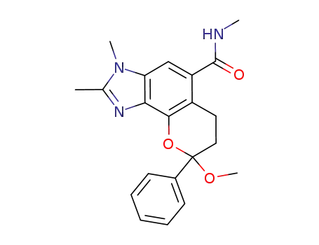 Molecular Structure of 911048-72-1 (8-methoxy-2,3-dimethyl-8-phenyl-3,6,7,8-tetrahydro-chromeno[7,8-d]imidazole-5-carboxylic acid methylamide)