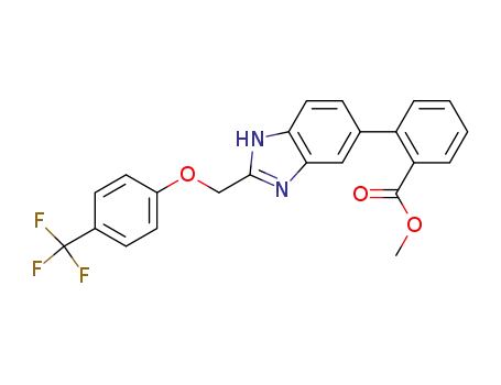 Molecular Structure of 1033624-34-8 (2-[2-(4-trifluoromethyl-phenoxymethyl)-1H-benzoimidazol-5-yl]-benzoic acid methyl ester)