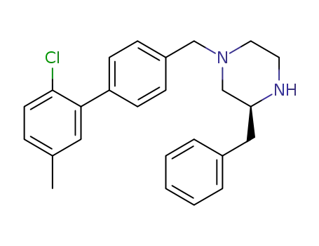 Molecular Structure of 942122-37-4 ((S)-3-benzyl-1-(2'-chloro-5'-methyl-biphenyl-4-ylmethyl)-piperazine)