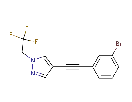 Molecular Structure of 918483-50-8 (4-[(3-bromophenyl)ethynyl]-1-(2,2,2-trifluoroethyl)-1H-pyrazole)