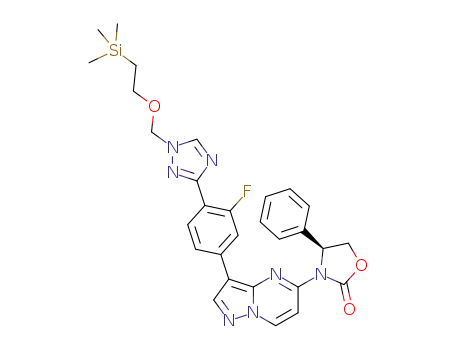 (S)-3-(3-(3-fluoro-4-(1-((2-(trimethylsilyl)ethoxy)methyl)-1H-1,2,4-triazol-3-yl)phenyl)pyrazolo[1,5-a]pyrimidin-5-yl)-4-phenyloxazolidin-2-one