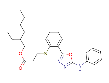 Molecular Structure of 1043594-88-2 (3-(2-(5-phenylamino-1,3,4-oxadiazol-2-yl)phenylthio)propanoic acid 2-ethylhexyl ester)