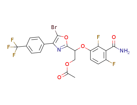 Molecular Structure of 1403880-90-9 (2-(5-bromo-4-(4-(trifluoromethyl)phenyl)oxazol-2-yl)-2-(3-carbamoyl-2,4-difluorophenoxy)ethyl acetate)