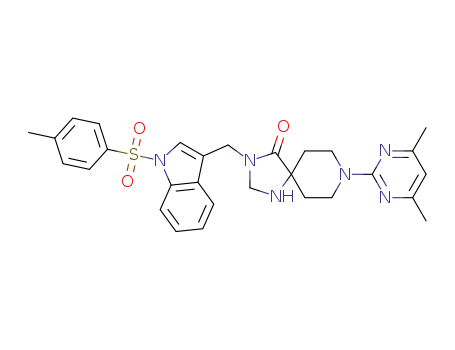 8-(4,6-dimethylpyrimidin-2-yl)-3-((1-tosyl-1H-indol-3-yl)methyl)-1,3,8-triazaspiro[4.5]decan-4-one