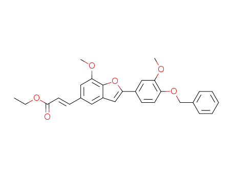 2-Propenoic acid,
3-[7-methoxy-2-[3-methoxy-4-(phenylmethoxy)phenyl]-5-benzofuranyl]-,
ethyl ester, (2E)-