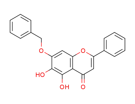 Molecular Structure of 5928-35-8 (4H-1-Benzopyran-4-one, 5,6-dihydroxy-2-phenyl-7-(phenylmethoxy)-)