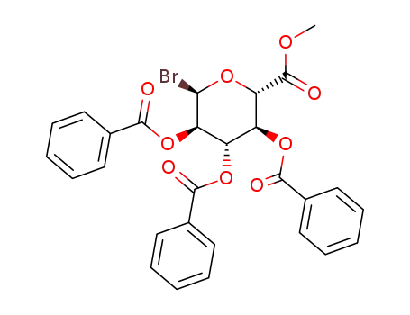 Molecular Structure of 103674-69-7 (Bromo-2,3,4-tri-O-benzoyl-α-D-glucuronic Acid Methyl Ester)