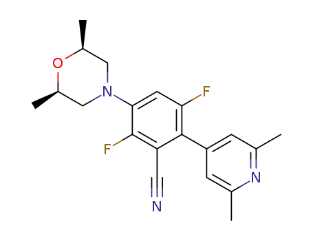 Molecular Structure of 1394909-97-7 (3-[(2R,6S)-2,6-dimethyl-4-morpholinyl]-6-(2,6-dimethyl-4-pyridinyl)-2,5-difluoro-benzonitrile)