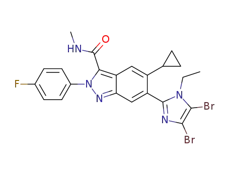 5-cyclopropyl-6-(4,5-dibromo-1-ethyl-1H-imidazol-2-yl)-2-(4-fluorophenyl)-N-methyl-2H-indazole-3-carboxamide