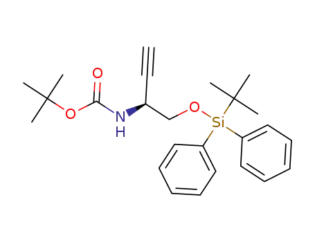 Molecular Structure of 1374041-14-1 (tert-butyl [(2S)-1-{[tert-butyl(diphenyl)silyl]oxy}but-3-yn-2-yl]carbamate)