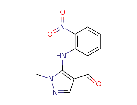 Molecular Structure of 1542548-47-9 (1-methyl-5-[(2-nitrophenyl)amino]-1H-pyrazole-4-carbaldehyde)