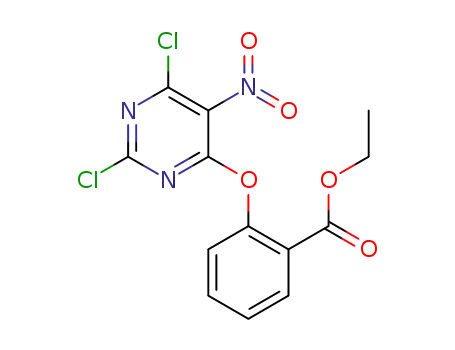 Molecular Structure of 1542549-24-5 (ethyl 2-[(2,6-dichloro-5-nitropyrimidin-4-yl)oxy]benzoate)