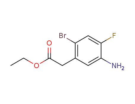Molecular Structure of 1442471-26-2 (ethyl 2-(5-amino-2-bromo-4-fluorophenyl)acetate)