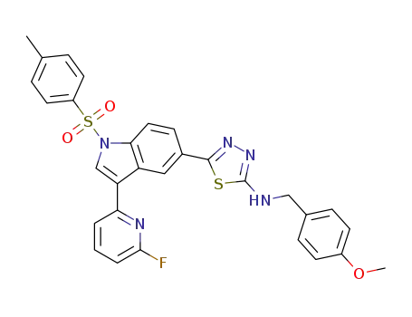 5-(3-(6-fluoropyridin-2-yl)-1-tosyl-1H-indol-5-yl)-N-(4-methoxybenzyl)-1,3,4-thiadiazol-2-amine