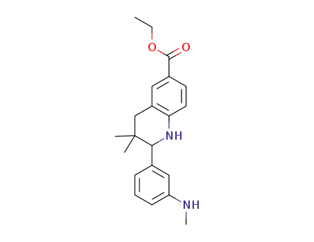 Molecular Structure of 1343454-50-1 (3,3-dimethyl-2-(3-methylamino-phenyl)-1,2,3,4-tetrahydro-quinoline-6-carboxylic acid ethyl ester)