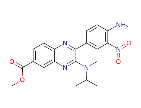 Molecular Structure of 1396753-37-9 (methyl 2-(4-amino-3-nitrophenyl)-3-(isopropyl(methyl)amino)quinoxaline-6-carboxylate)