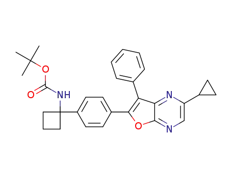 tert-butyl 1-(4-(2-cyclopropyl-7-phenylfuro[2,3-b]pyrazin-6-yl)phenyl)cyclobutylcarbamate