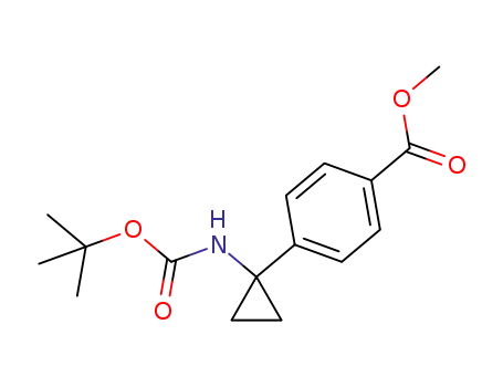 Molecular Structure of 1338243-88-1 (methyl 4-(1-((tert-butoxycarbonyl)amino)cyclopropyl)benzoate)