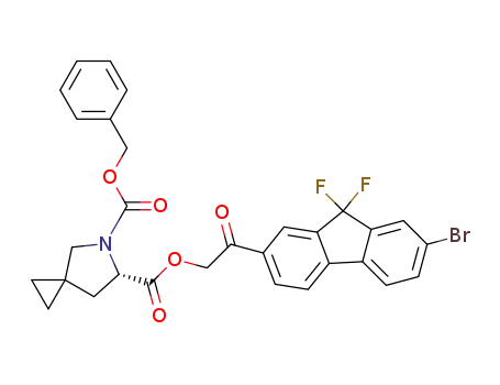 Molecular Structure of 1256388-48-3 (5-aza-spiro[2.4]heptane-5,6-dicarboxylic acid 5-benzyl ester 6-[2-(7-bromo-9,9-difluoro-9H-fluoren-2-yl)-2-oxo-ethyl] ester)