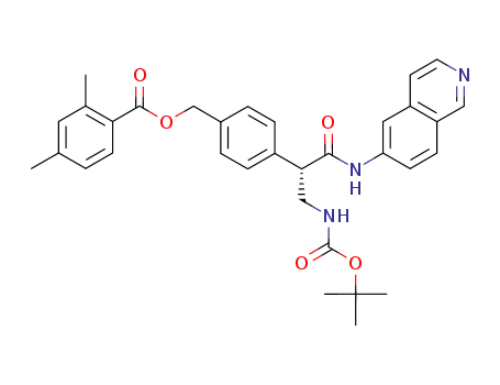 Molecular Structure of 1253955-19-9 ((S)-4-(3-((tert-butoxycarbonyl)amino)-1-(isoquinolin-6-ylamino)-1-oxopropan-2-yl)benzyl 2,4-dimethylbenzoate)
