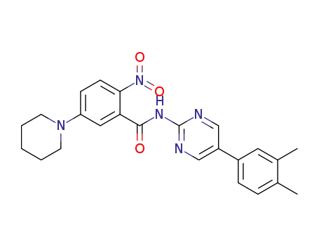 N-(5-(3,4-dimethylphenyl)pyrimidin-2-yl)-2-nitro-5-(piperidin-1-yl)benzamide