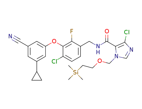 Molecular Structure of 1093262-46-4 (4-chloro-N-({4-chloro-3-[(3-cyano-5-cyclopropylphenyl)oxy]-2-fluorophenyl}methyl)-1-({[2-(trimethylsilyl)ethyl]oxy}methyl)-1H-imidazole-5-carboxamide)