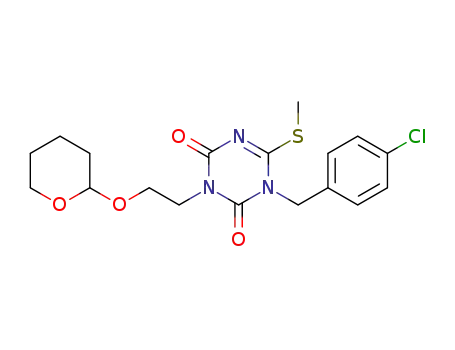 1-(4-chlorobenzyl)-6-(methylthio)-3-(2-((tetrahydro-2H-pyran-2-yl)oxy)ethyl)-1,3,5-triazine-2,4(1H,3H)-dione