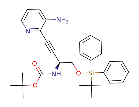 Molecular Structure of 1374041-15-2 (tert-butyl [(2S)-4-(3-aminopyridin-2-yl)-1-{[tert-butyl(diphenyI)silyl]oxy}but-3-yn-2-yl]carbamate)