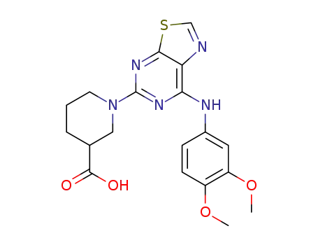 1-(7-(3,4-dimethoxyphenylamino)thiazolo[5,4-d]pyrimidin-5-yl)piperidine-3-carboxylic acid
