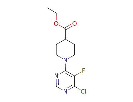 Molecular Structure of 1369872-07-0 (ethyl 1-(6-chloro-5-fluoropyrimidin-4-yl)piperidine-4-carboxylate)