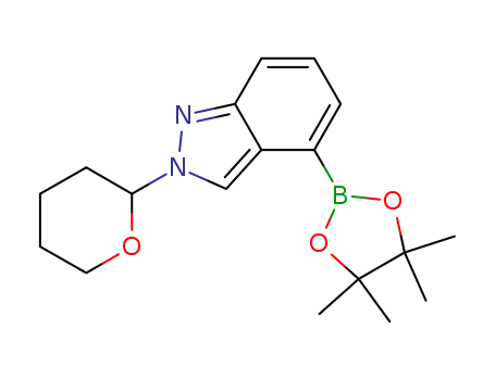 Molecular Structure of 1146955-35-2 (2-(tetrahydro-2H-pyran-2-yl)-4-(4,4,5,5-tetraMethyl-1,3,2-dioxaborolan-2-yl)-2H-indazole)