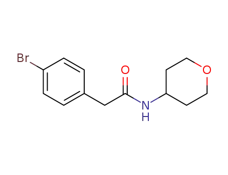 Molecular Structure of 1350411-40-3 (2-(4-bromophenyl)-N-(tetrahydropyran-4-yl)acetamide)