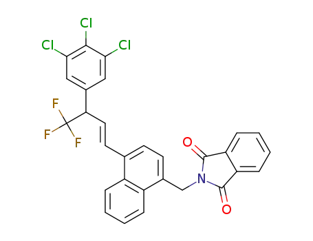(E)-2-((4-(4,4,4-trifluoro-3-(3,4,5-trichlorophenyl)but-1-en-1-yl)naphthalen-1-yl)methyl)isoindoline-1,3-dione