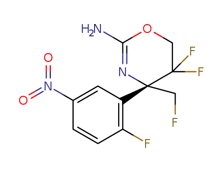 Molecular Structure of 1415915-02-4 ((S)-5,5-difluoro-4-fluoromethyl-4-(2-fluoro-5-nitro-phenyl)-5,6-dihydro-4H-[1,3]oxazin-2-ylamine)