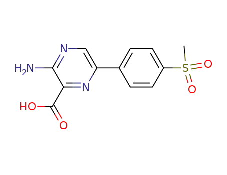Molecular Structure of 1232423-29-8 (3-amino-6-(4-(methylsulfonyl)phenyl)pyrazine-2-carboxylic acid)