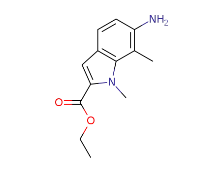 Molecular Structure of 1314128-65-8 (ethyl 6-amino-1,7-dimethyl-1H-indole-2-carboxylate)