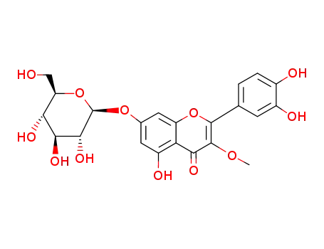 Molecular Structure of 26931-68-0 (7-(β-D-Glucopyranosyloxy)-3-methoxy-5-hydroxy-2-(3,4-dihydroxyphenyl)-4H-1-benzopyran-4-one)