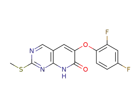 Molecular Structure of 1280218-22-5 (6-(2,4-difluorophenoxy)-2-methylsulfanyl-8H-pyrido[2,3-d]pyrimidin-7-one)