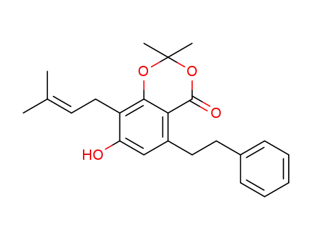 7-hydroxy-2,2-dimethyl-8-(3-methyl-2-buten-1-yl)-5-phenethyl-4H-benzo[d][1,3]dioxin-4-one