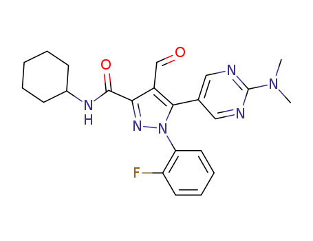 5-(2-dimethylamino-pyrimidin-5-yl)-1-(2-fluoro-phenyl)-4-formyl-1H-pyrazole-3-carboxylic acid cyclohexylamide