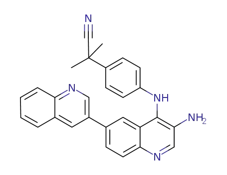 2-(4-((3'-amino[3,6'-biquinolin]-4'-yl)amino)phenyl)-2-methyl propanenitrile