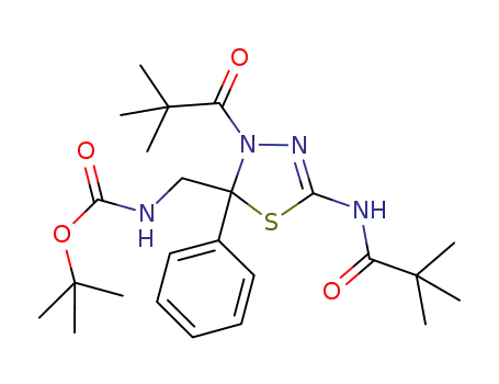 Carbamic acid,
[[(2R)-3-(2,2-dimethyl-1-oxopropyl)-5-[(2,2-dimethyl-1-oxopropyl)amino]
-2,3-dihydro-2-phenyl-1,3,4-thiadiazol-2-yl]methyl]-, 1,1-dimethylethyl
ester