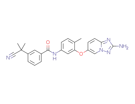 Molecular Structure of 1092395-11-3 (N-{3-[(2-amino[1,2,4]triazolo[1,5-a]pyridin-6-yl)oxy]-4-methylphenyl}-3-(1-cyano-1-methylethyl)benzamide)