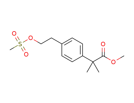 Molecular Structure of 1181267-32-2 (methyl 2-methyl-2-(4-(2-(methylsulfonyloxy)ethyl)phenyl)propanoate)