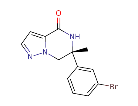 Molecular Structure of 1397683-39-4 ((R)-6-(3-bromo-phenyl)-6-methyl-6,7-dihydro-5H-pyrazolo[1,5-a]pyrazin-4-one)