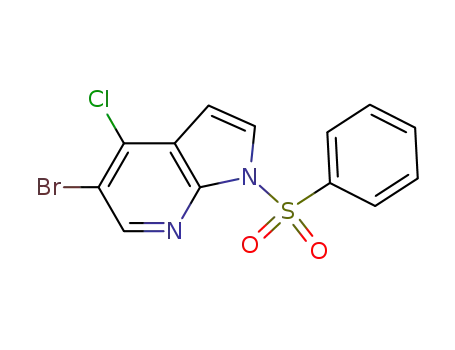 Molecular Structure of 876343-81-6 (1H-Pyrrolo[2,3-b]pyridine, 5-bromo-4-chloro-1-(phenylsulfonyl)-)