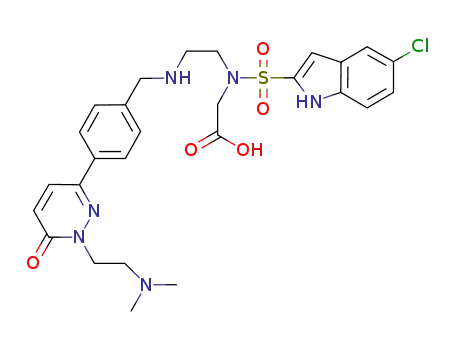 Molecular Structure of 919110-28-4 (Glycine,
N-[(5-chloro-1H-indol-2-yl)sulfonyl]-N-[2-[[[4-[1-[2-(dimethylamino)ethyl]-
1,6-dihydro-6-oxo-3-pyridazinyl]phenyl]methyl]amino]ethyl]-)