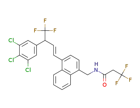 (E)-3,3,3-Trifluoro-N-((4-(4,4,4-trifluoro-3-(3,4,5-trichlorophenyl)but-1-en-1-yl)naphthalen-1-yl)methyl)propanamide