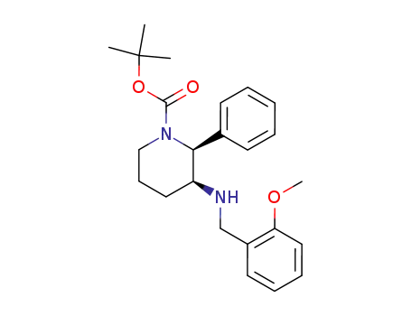 Molecular Structure of 187679-57-8 (1-Piperidinecarboxylic acid,
3-[[(2-methoxyphenyl)methyl]amino]-2-phenyl-, 1,1-dimethylethyl ester,
(2S,3S)-)
