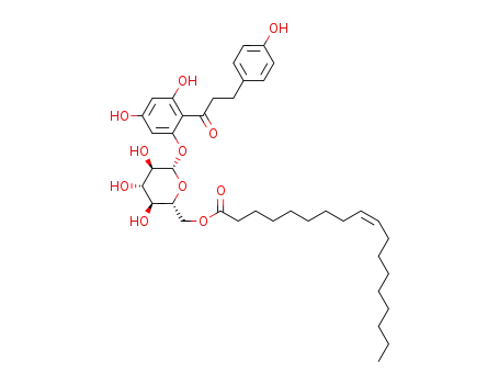Molecular Structure of 1421589-31-2 (((2R,3S,4S,5R,6S)-6-{3,5-dihydroxy-2-(3-(4-hydroxyphenyl)propanoyl)phenoxy}-3,4,5-trihydroxytetrahydro-2H-pyran-2-yl)methyl (Z)-octadec-9-enoate)